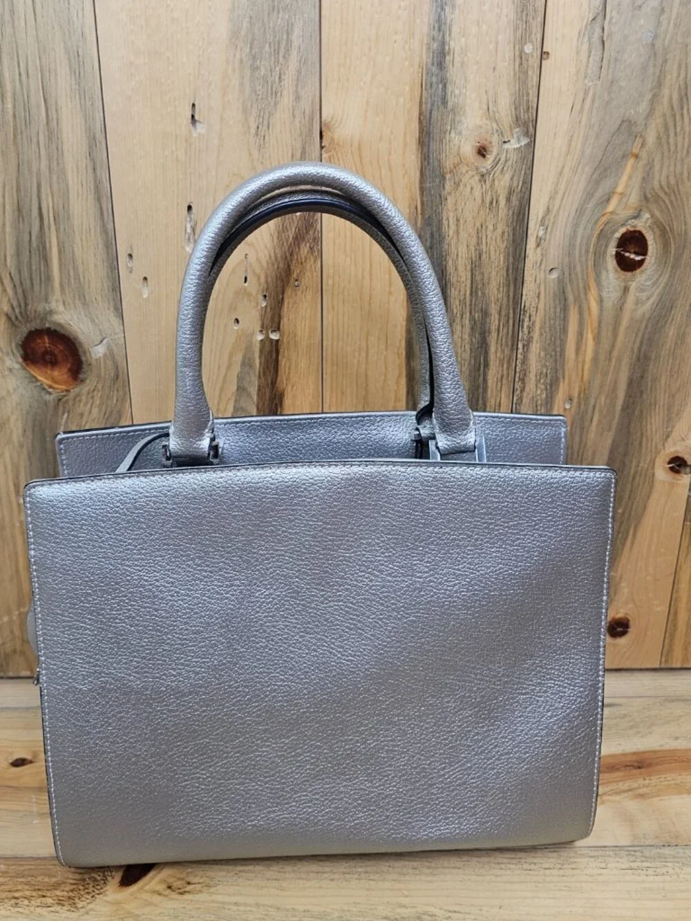 Calvin Klein Brooke Classic Structured Metallic Tote Handbag ~ NEW!
